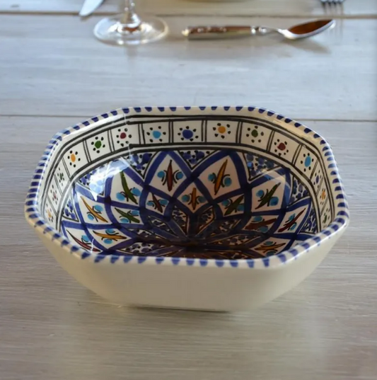 Plat octogonal Bakir bleu